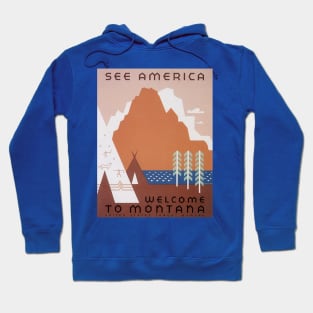 Vintage Travel Poster, Welcome to Montana Hoodie